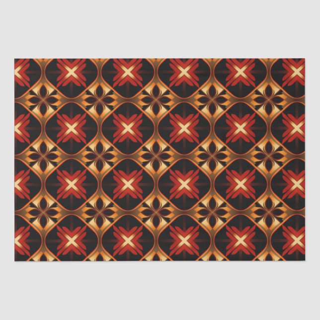 Papel De Seda Lujo Lattice Negro Oro Geométrico Sin Marea (Anverso)