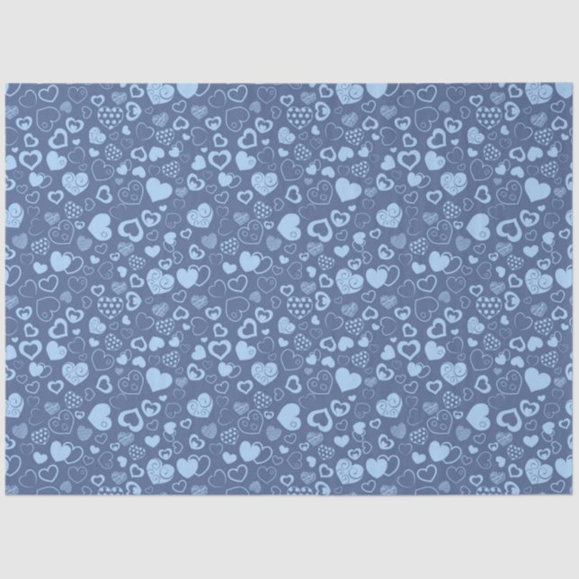 Papel De Seda Lujo Moderno Elegante Amor Corazón Azul (Anverso)