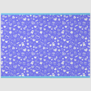 Papel De Seda Lujo Moderno Elegante Amor Corazón Azul