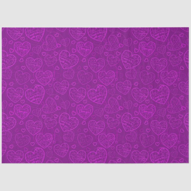 Papel De Seda Lujo Moderno Elegante Amor Corazón Púrpura (Anverso)
