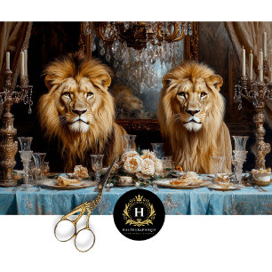 Papel De Seda Lujo Regal León Azul Floral Cena Decoupage