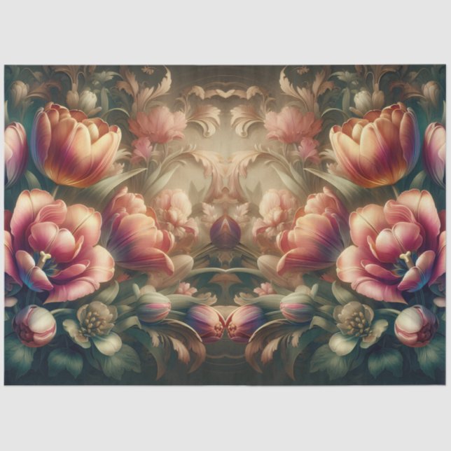 Papel De Seda Lujosa Decoración Etérea Barroca Floral (Anverso)