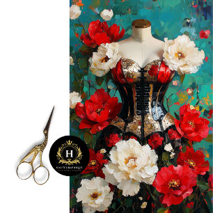 Papel De Seda Lujoso Mannequin Black Gold Corset
