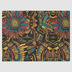 Papel De Seda Lujoso "Sueño Azteca" Turquesa Elegante Tejido P