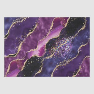Papel De Seda Lujoza Piedra Preciosa Púrpura Glitter Ágata