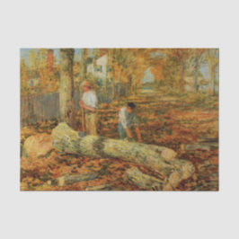 Papel De Seda Lumberjacks Cutting Wood (por Childe Hassam)