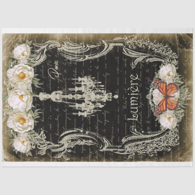 Papel De Seda Lumière et Pivoines Chandelier & Peonies Decoupage (Anverso)