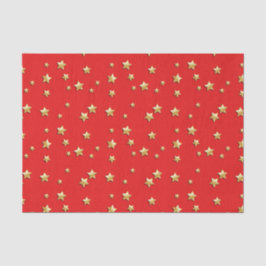 Papel De Seda Luminosas estrellas de oro en un fondo rojo
