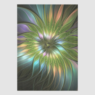 Papel De Seda Luminoso colorido Fantasía Flor Fractal Art