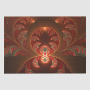 Papel De Seda Luminoso fractal abstracto moderno naranja rojo