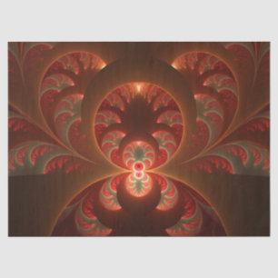 Papel De Seda Luminoso fractal moderno abstracto naranja rojo