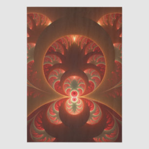 Papel De Seda Luminoso fractal moderno abstracto naranja rojo