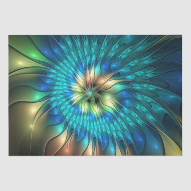Papel De Seda Luminous Fantasy Flower, Colorful Abstract Fractal (Anverso)