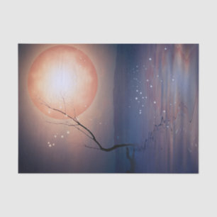 Papel De Seda Luna chispeante de la fantasía rosada y azul sobre