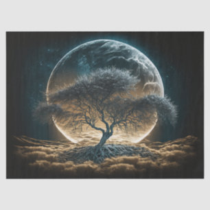 Papel De Seda Luna completa con árbol de desenlace raíz