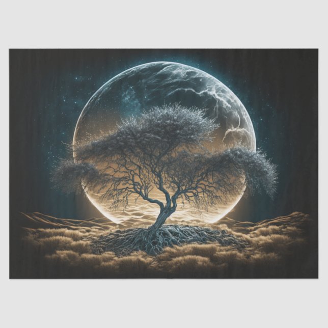 Papel De Seda Luna completa con árbol de desenlace raíz (Anverso)