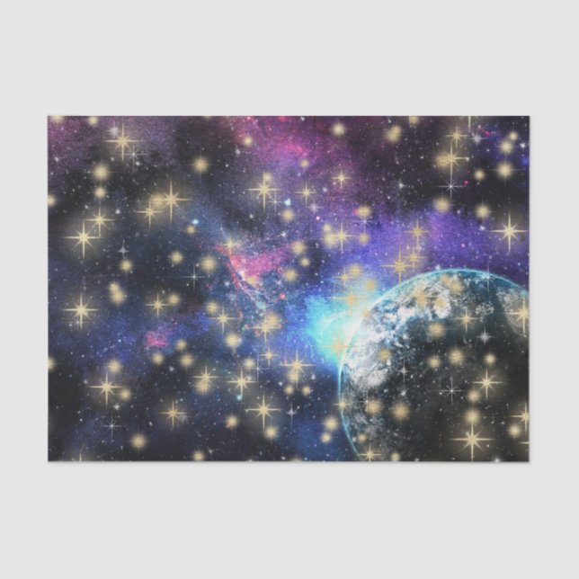 Papel De Seda Luna Cósmica Púrpura (Diseño 1 de la Serie Púrpura (Anverso)