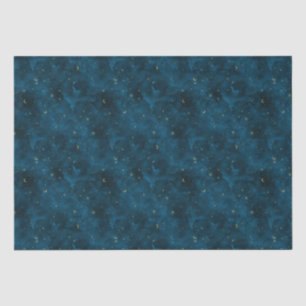 Papel De Seda Luna Crescent Noche Celestial Azul y Oro Starry
