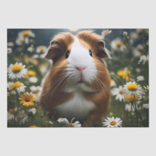 Papel De Seda Luna De Cerdo De Guinea Marrón Y Blanca Y Daisitas