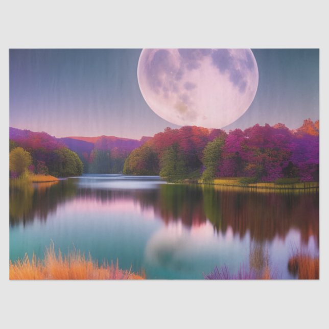 Papel De Seda Luna de cosecha de otoño púrpura (Anverso)