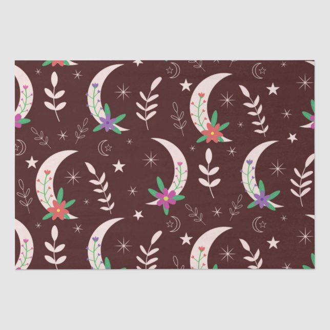 Papel De Seda Luna floral boho mágica   (Anverso)
