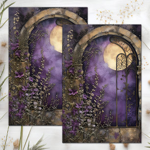 PAPEL DE SEDA LUNA LLENA Y JARDÍN DE PIEDRA ARCO DECOUPAGE