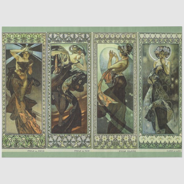 Papel De Seda Luna y Estrellas de Alphonse Mucha (Anverso)