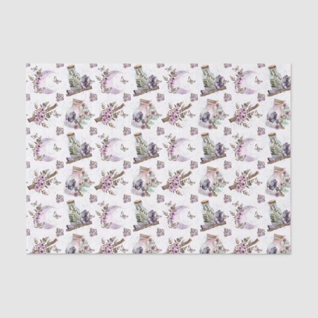 Papel De Seda Luna y frascos místicos de Boho Lavender Anemone (Anverso)