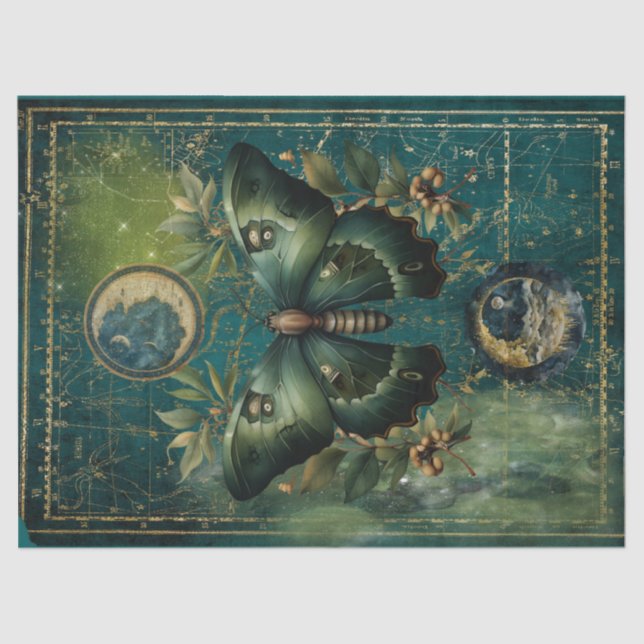 Papel De Seda Luna y mariposa lunares (Anverso)