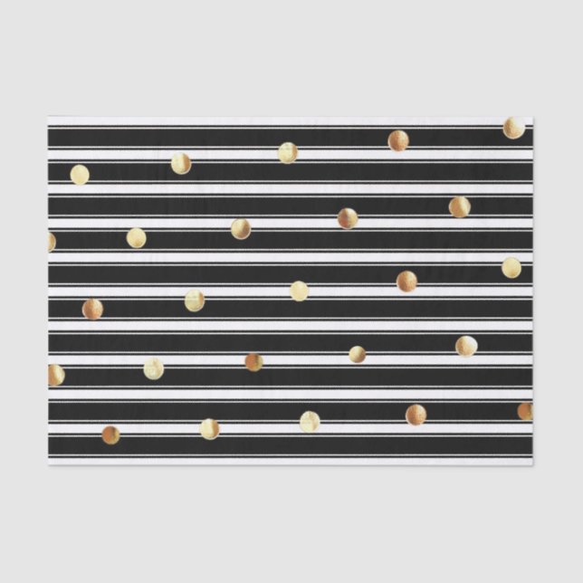 Papel De Seda Lunares blancos negros modernos del oro del modelo (Anverso)