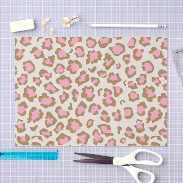 Papel De Seda Lunares de Leopardo Rosa Marrón Boho Decoupage (Artesanía)