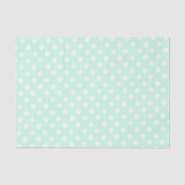 Papel De Seda lunares en verde menta pastel (Anverso)