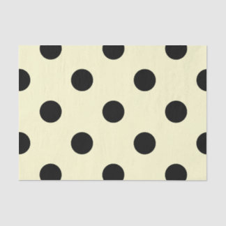Papel De Seda Lunares grandes - negro en la crema