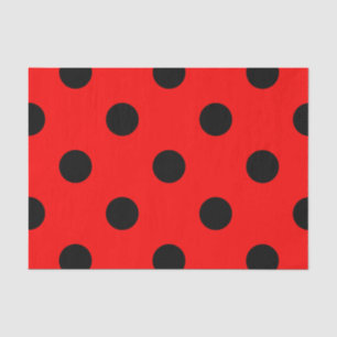 Papel De Seda Lunares grandes - negro en rojo
