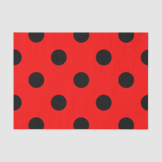 Papel De Seda Lunares grandes - negro en rojo