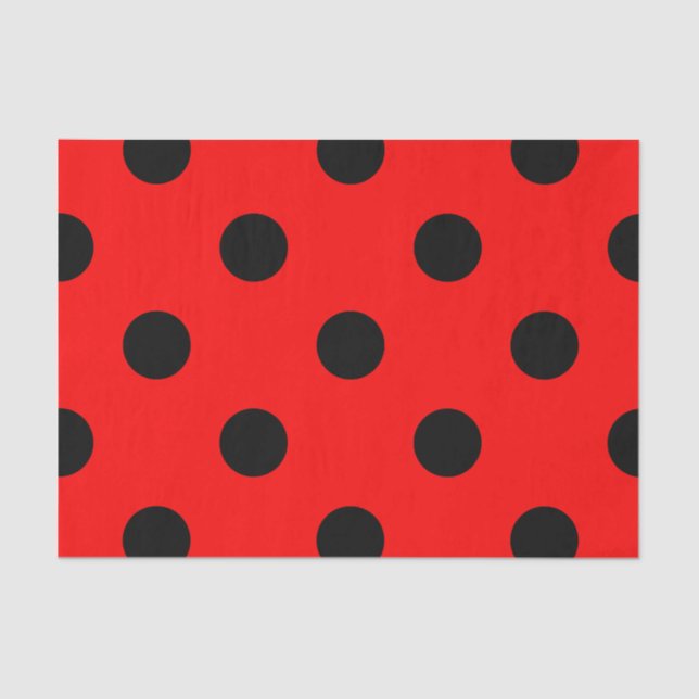 Papel De Seda Lunares grandes - negro en rojo (Anverso)