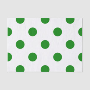 Papel De Seda Lunares grandes - verde en blanco