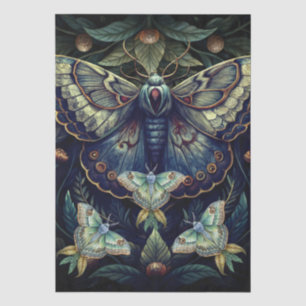 Papel De Seda Lunas Moths Decoupage Colorido de Acuarela