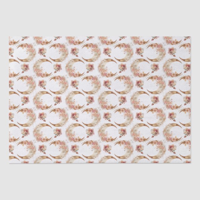 Papel De Seda Lunas y flores rosas (Anverso)