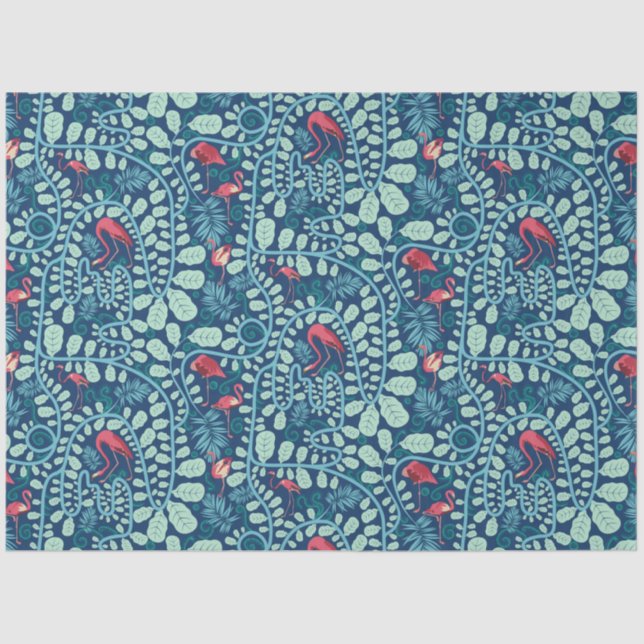 Papel De Seda Lush Flamingo Junge Pattern (Anverso)