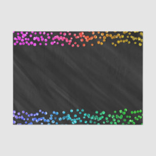 Papel De Seda Luvia de Confeti de Arcoíris Negro Dots Fiesta Div