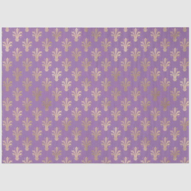 Papel De Seda Lux Gold Fleur de Lis y Amethyst (Anverso)