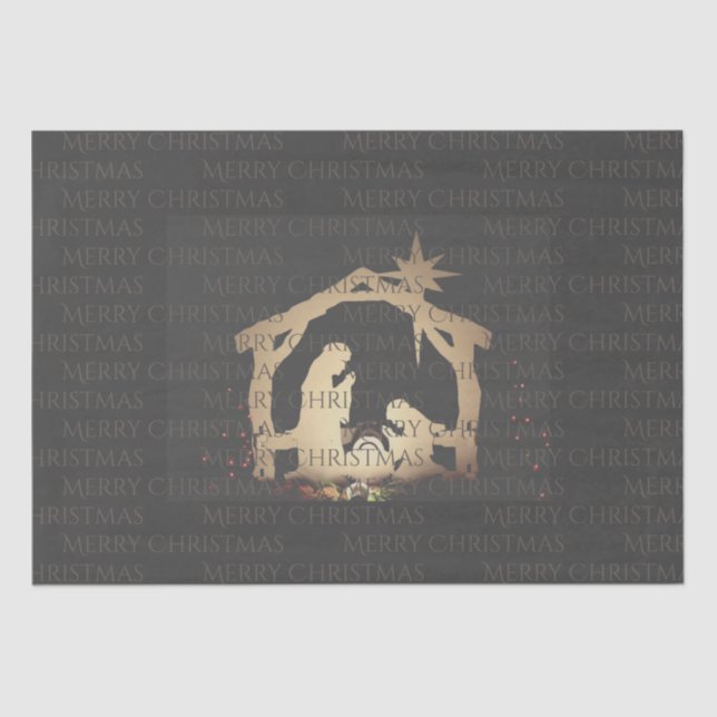 Papel De Seda Luxe Black Gold Natividad Feliz Navidad (Anverso)