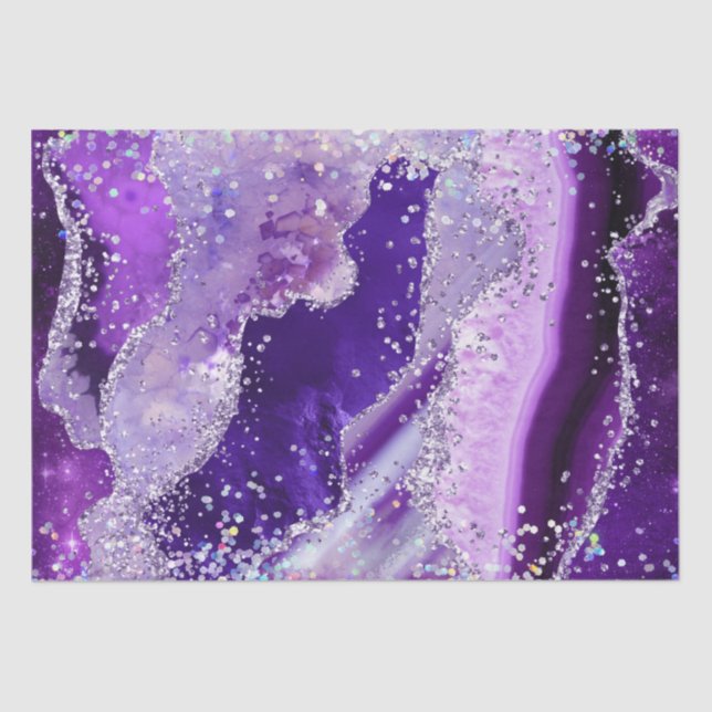 Papel De Seda Luxe Gemstone Marble Purple Glitter Agate (Anverso)