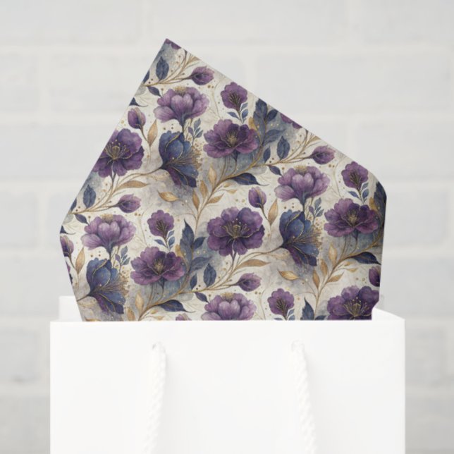 Papel De Seda Luxury alcohol ink floral tiled pattern (Bolsa de regalo)