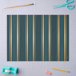 Papel De Seda Luxury Blue Green Gold Stripe Decorative Tissue
