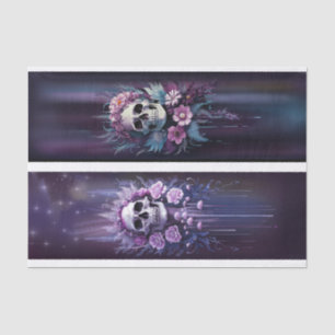 Papel De Seda Macabro nocturno, sorprendente cráneo gótico en ci