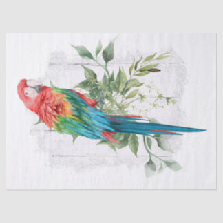 Papel De Seda Macaw Parrot Eucalyptus Watercolor