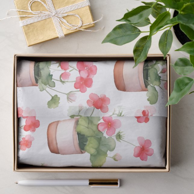 Papel De Seda Macetas de geranio lindas (Regalo )