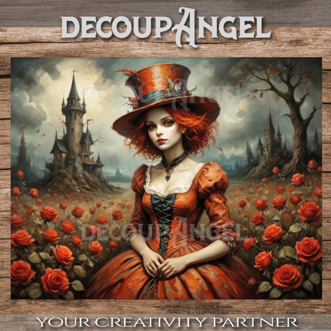 Papel De Seda Mad Hatter Chica en la Desnuda del Jardín Rosa (Subido por el creador)